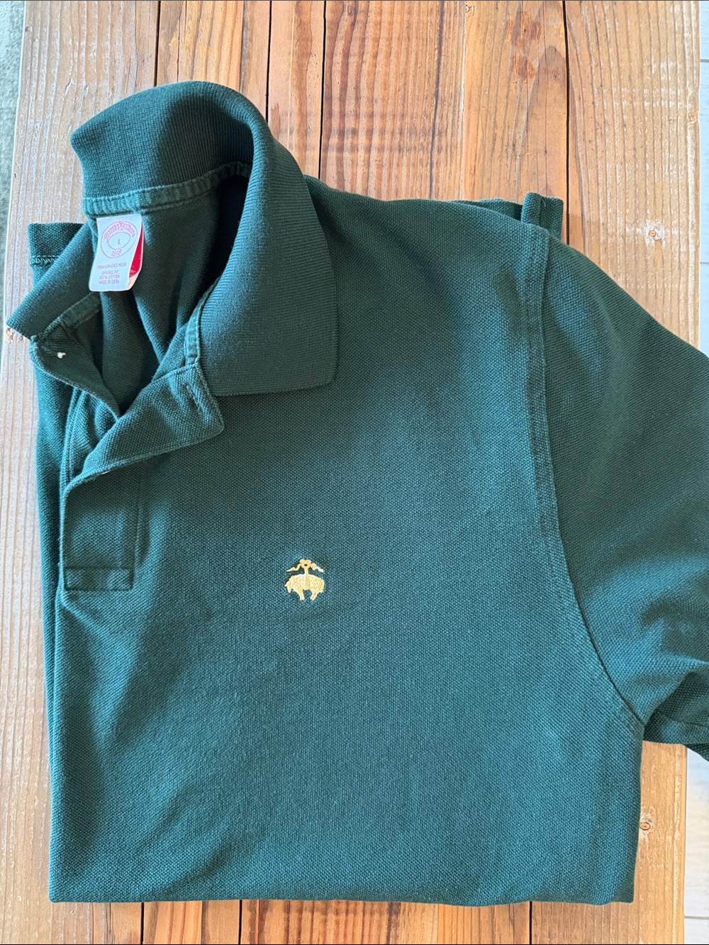 Brooks Brothers Dark Green Polo with Yellow Logo